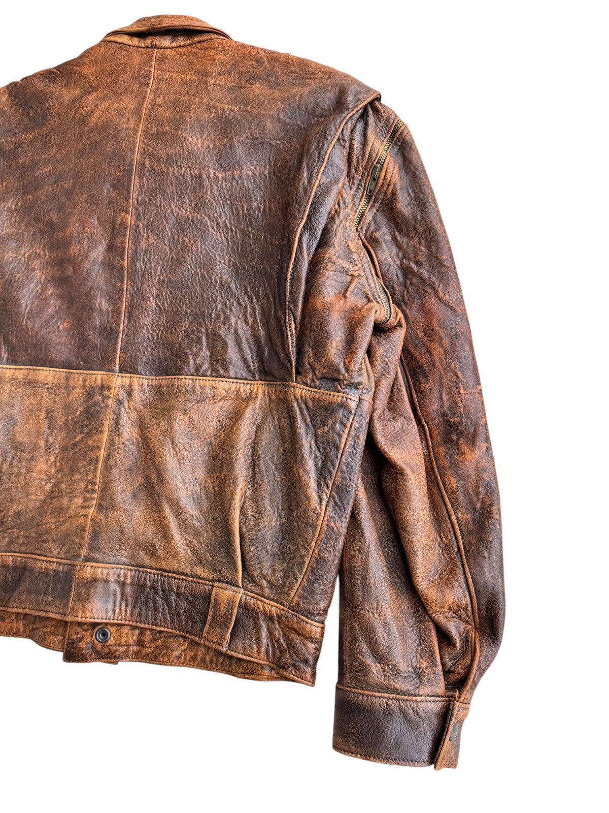 Avirex Vintage Distressed Undbranded Leather Jacket Removable Sleve Size US M / EU 48-50 / 2 - 5 Thumbnail
