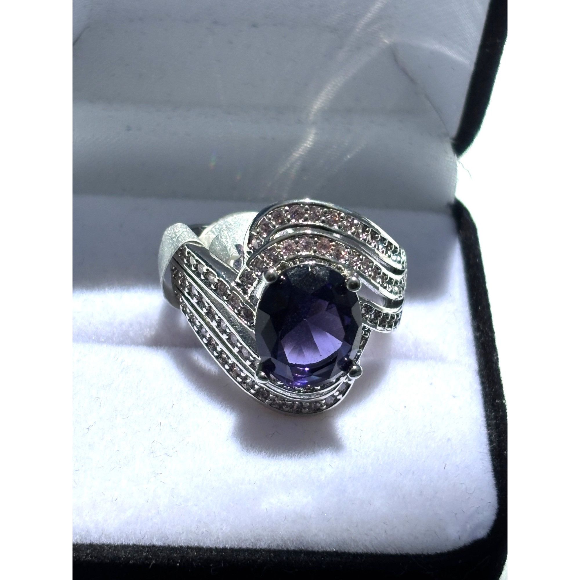 Other Silver-Tone Faux Amethyst & Crystal Accent Swirl Cocktail Ri Size ONE SIZE - 1 Thumbnail