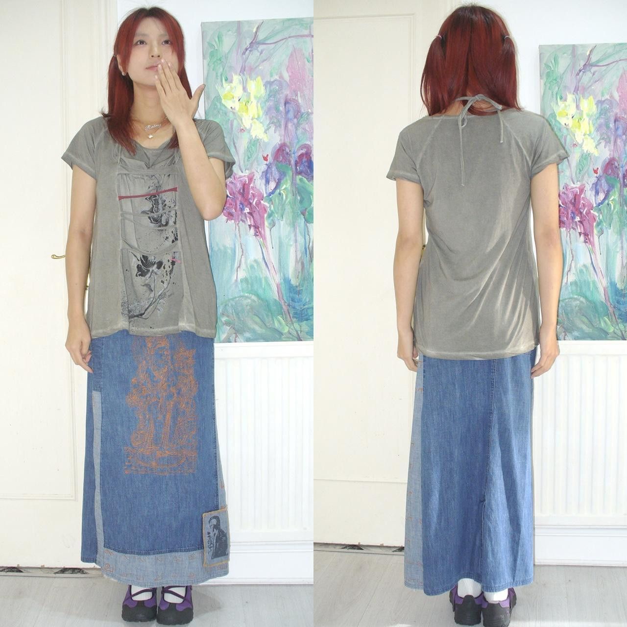 Other Made in Tunisia vintage denim maxi skirt Size 28" / US 6 / IT 42 - 2 Thumbnail