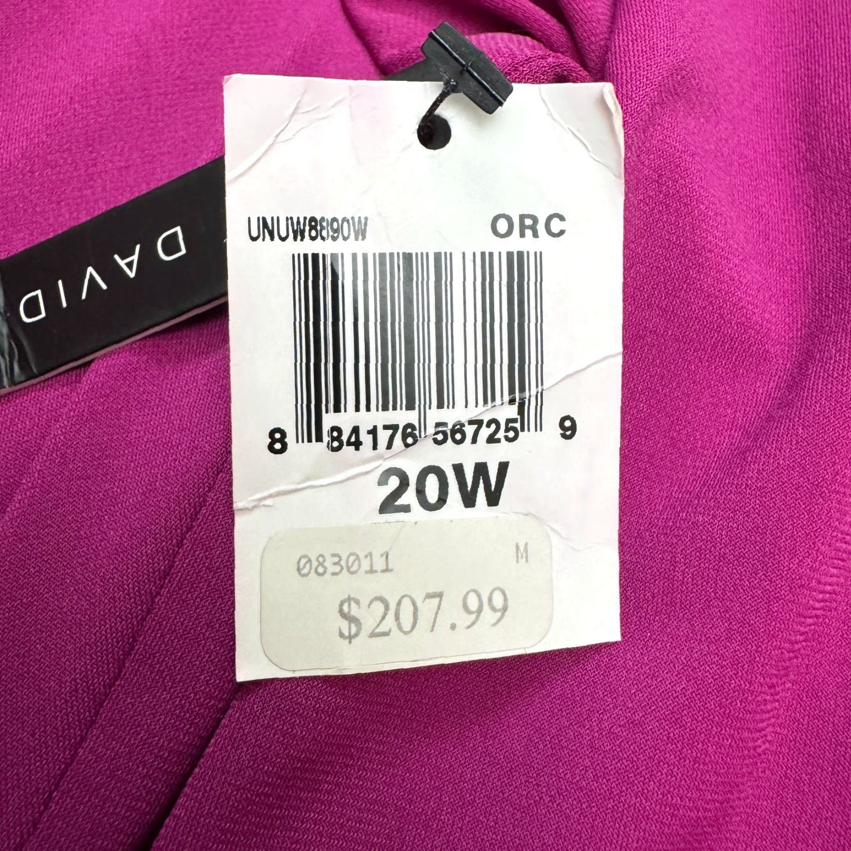 Vintage David Meister Dress Women Plus 20W Ruched Sheath Magenta Pink W/ Gold Chain NWT Size 3XL / US 20-22 - 6 Thumbnail
