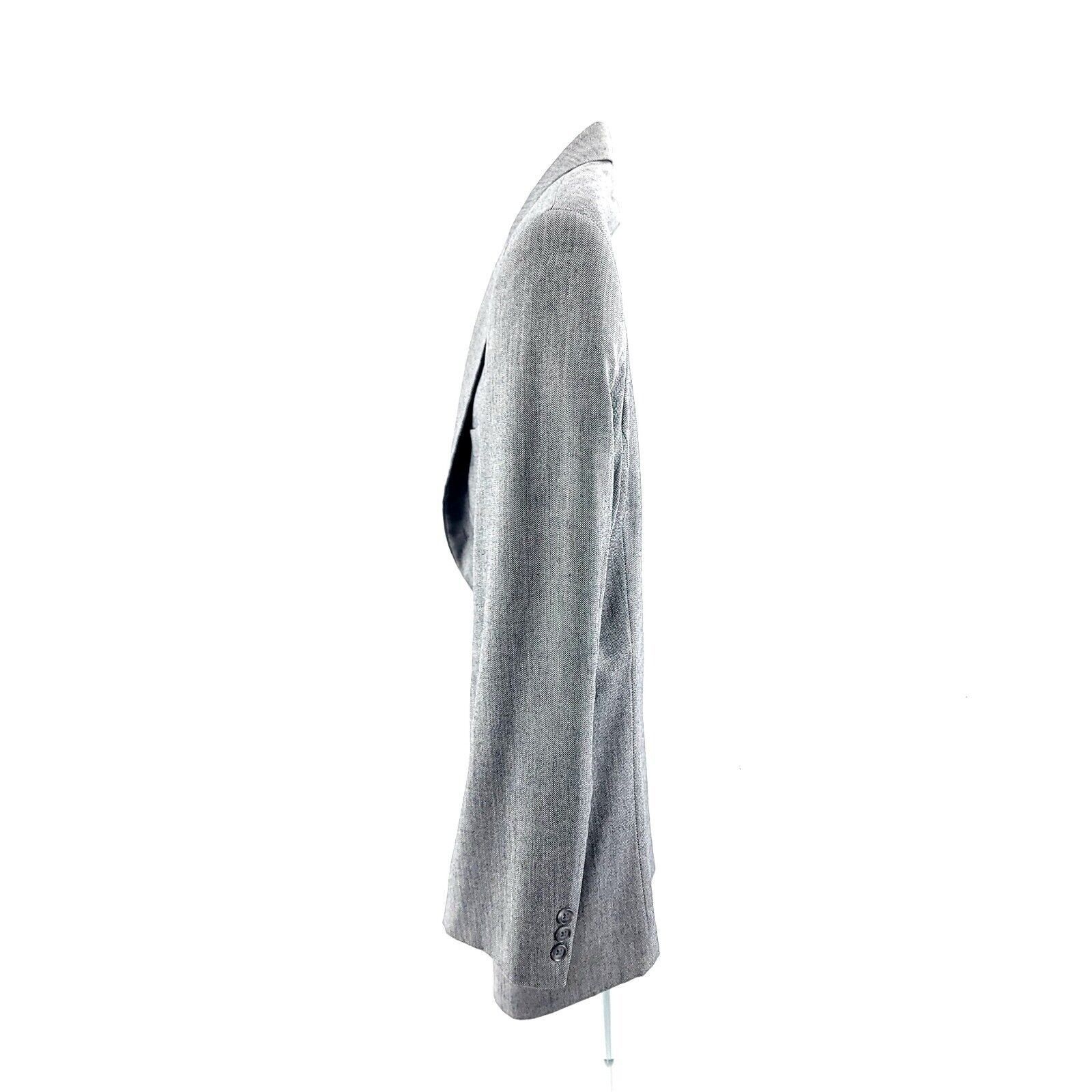 Alan Flusser Alan Flusser Silk Worsted Wool Gray Herringbone 2 Button Bla Size 40R - 5 Thumbnail