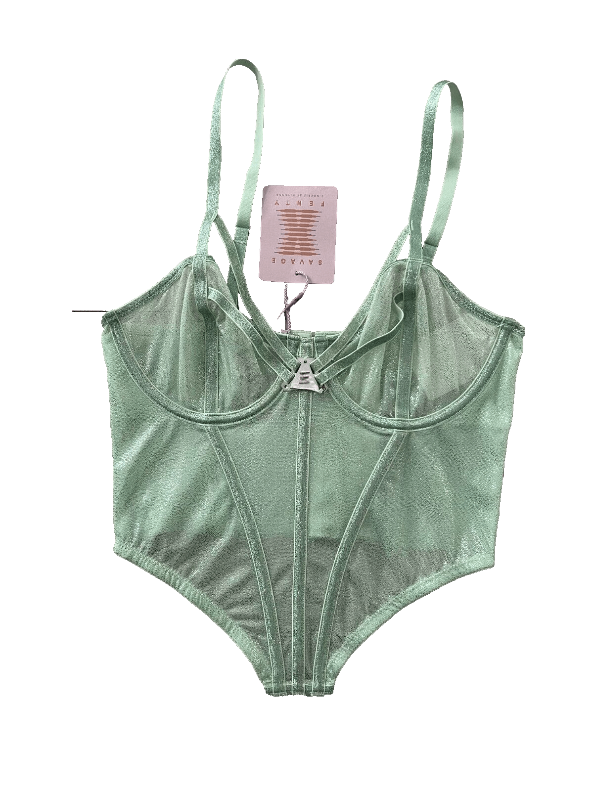 Fenty Savage x Fenty Rihanna Going Platinum Mesh Bustier Green xs Size ONE SIZE - 3 Thumbnail