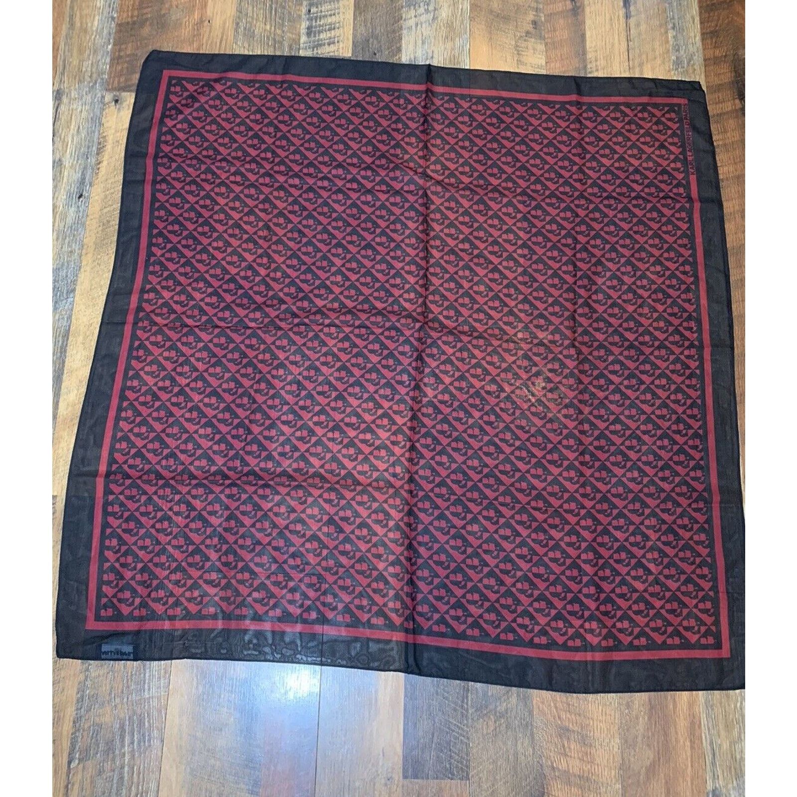 Karl Lagerfeld Karl Lagerfeld Paris Black & Red Square Scarf 35.5*35.5 Size ONE SIZE - 2 Thumbnail