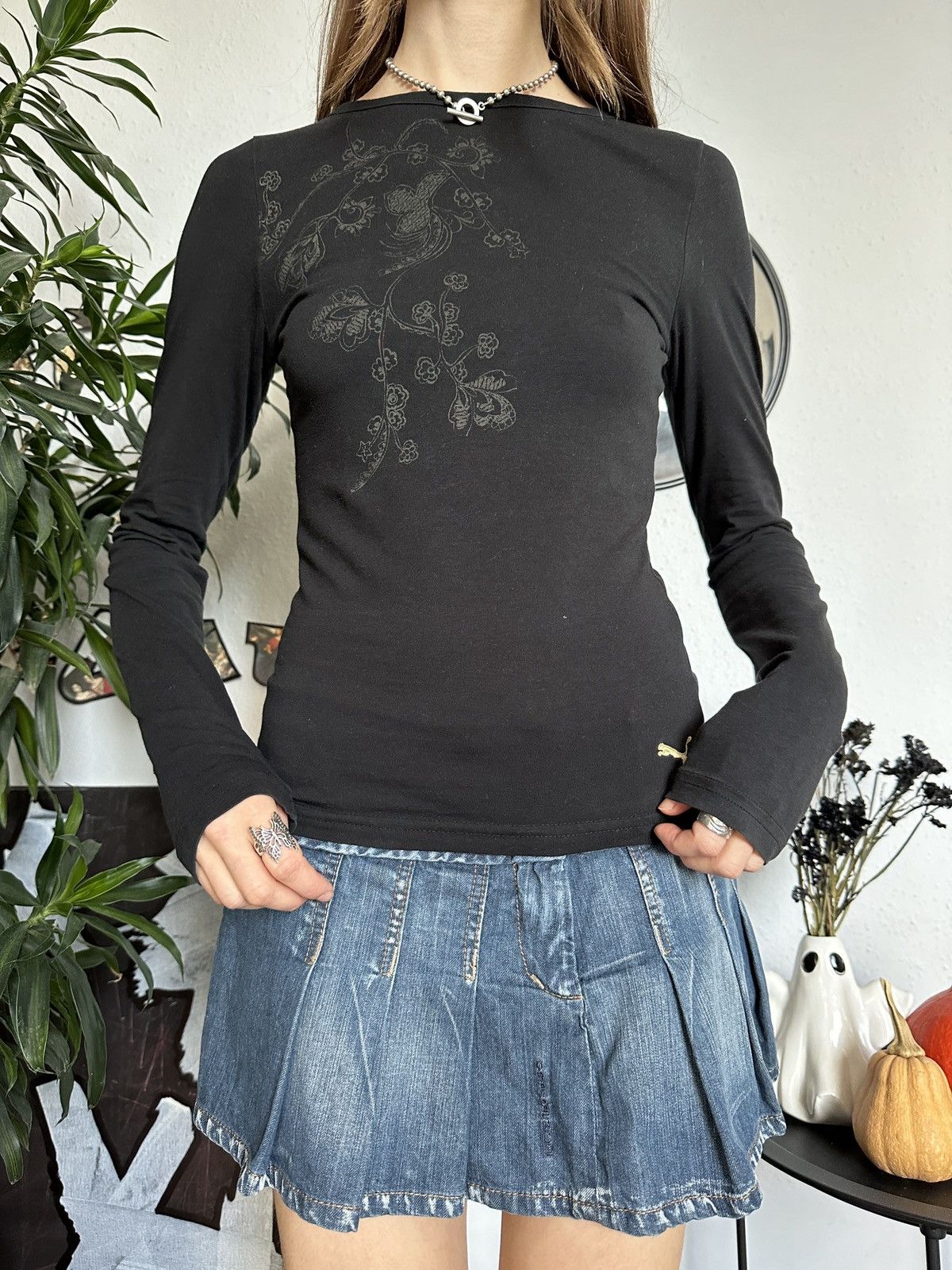Puma × Vintage Puma Y2K Floral Skinny Double Long Sleeve Top Size XS / US 0-2 / IT 36-38 - 1 Thumbnail
