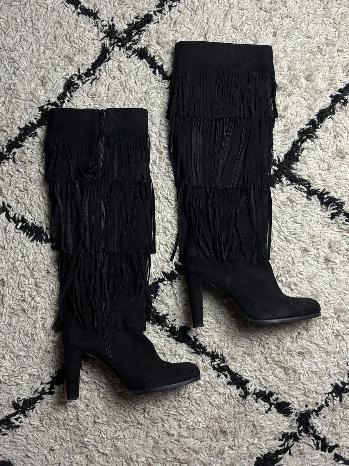 Stuart Weitzman Stuart Weitzman Fringie Black Suede Boots Cowbow Western Size US 9 / IT 39 - 2 Thumbnail