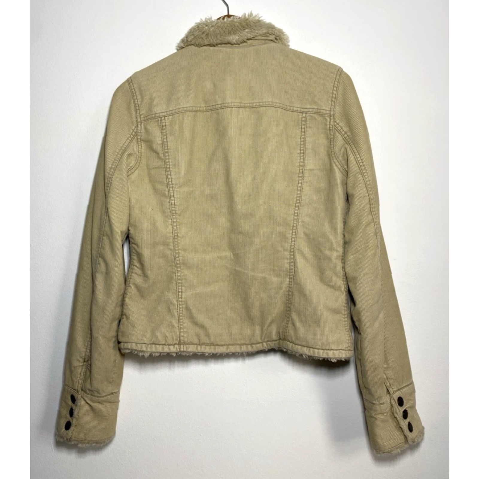 Abercrombie & Fitch VINTAGE Abercrombie & Fitch Corduroy Trucker Jacket Women M Beige Short Long Sleeve Zip City Retro Size M / US 6-8 / IT 42-44 - 4 Thumbnail
