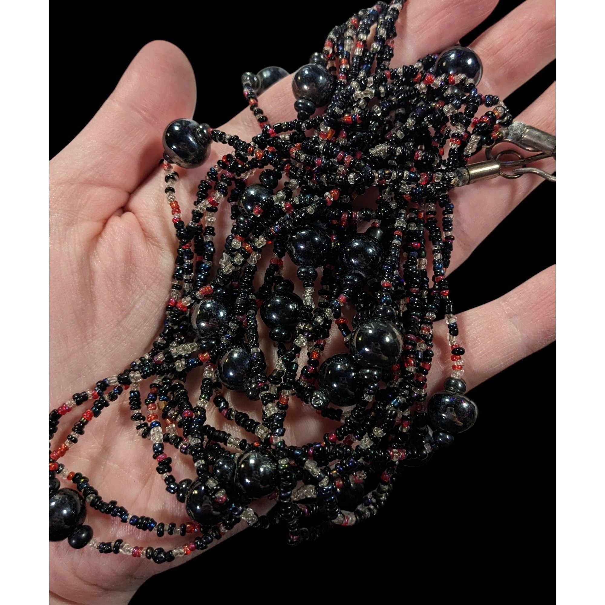Other Vintage Elegant Black Red And Clear Glass Beaded Multilayer Size ONE SIZE - 4 Thumbnail