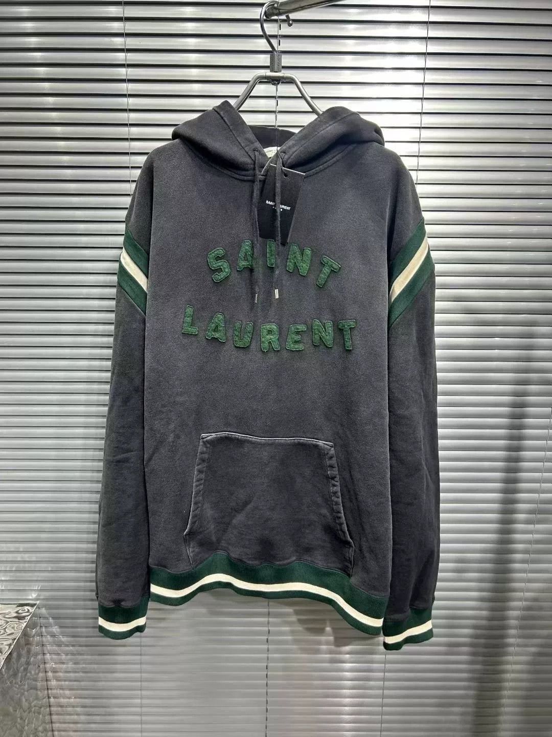 Saint Laurent Paris Saint Laurent Dark Gray Logo Hoodie Size US L / EU 52-54 / 3 - 1 Thumbnail