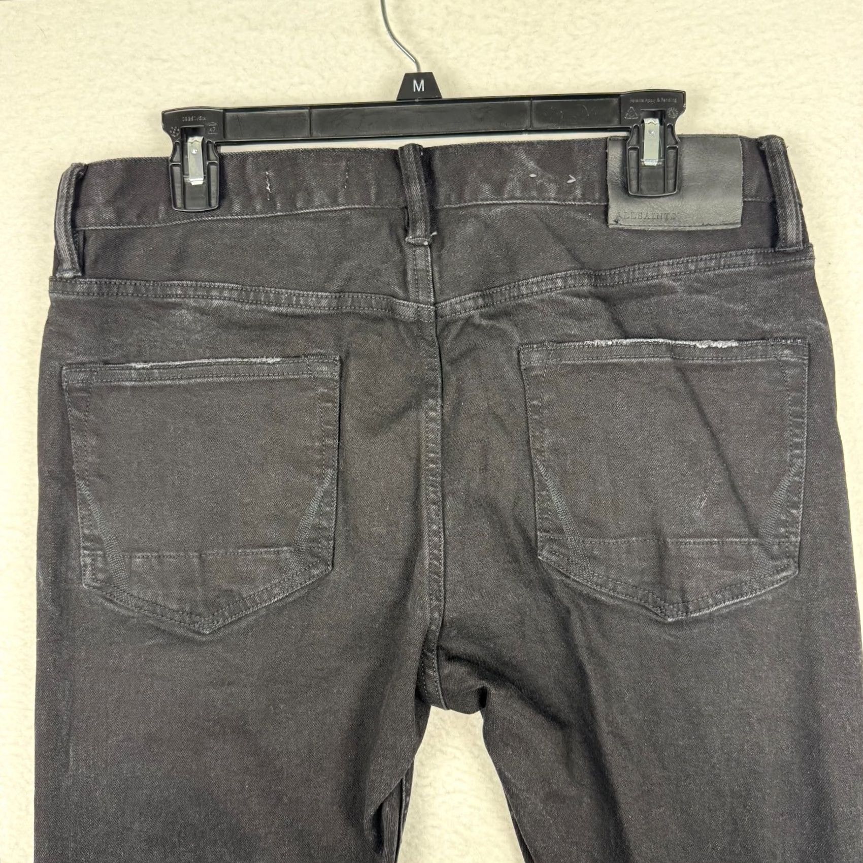 Allsaints ALLSAINTS Jeans Skinny Distressed Black Denim 33 Waist 30 Inseam Slim Cotton Mens Jeans 5-Pocket Stretch Vintage No Size US 33 - 5 Thumbnail