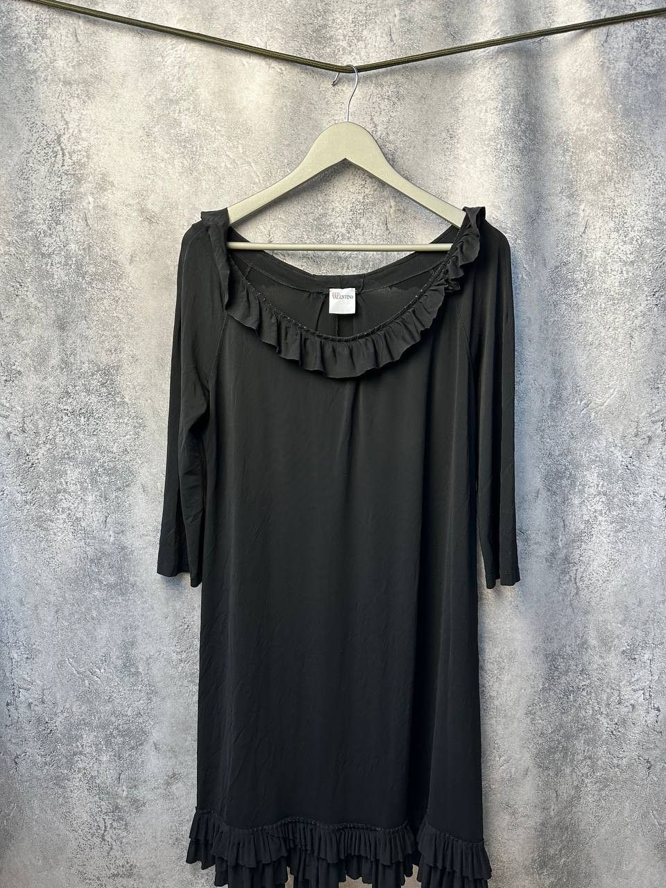 RED Valentino × Valentino RED Valentino Black Ruffle Trim Dress 3/4 Sleeves Relaxed Size M / US 6-8 / IT 42-44 - 1 Thumbnail