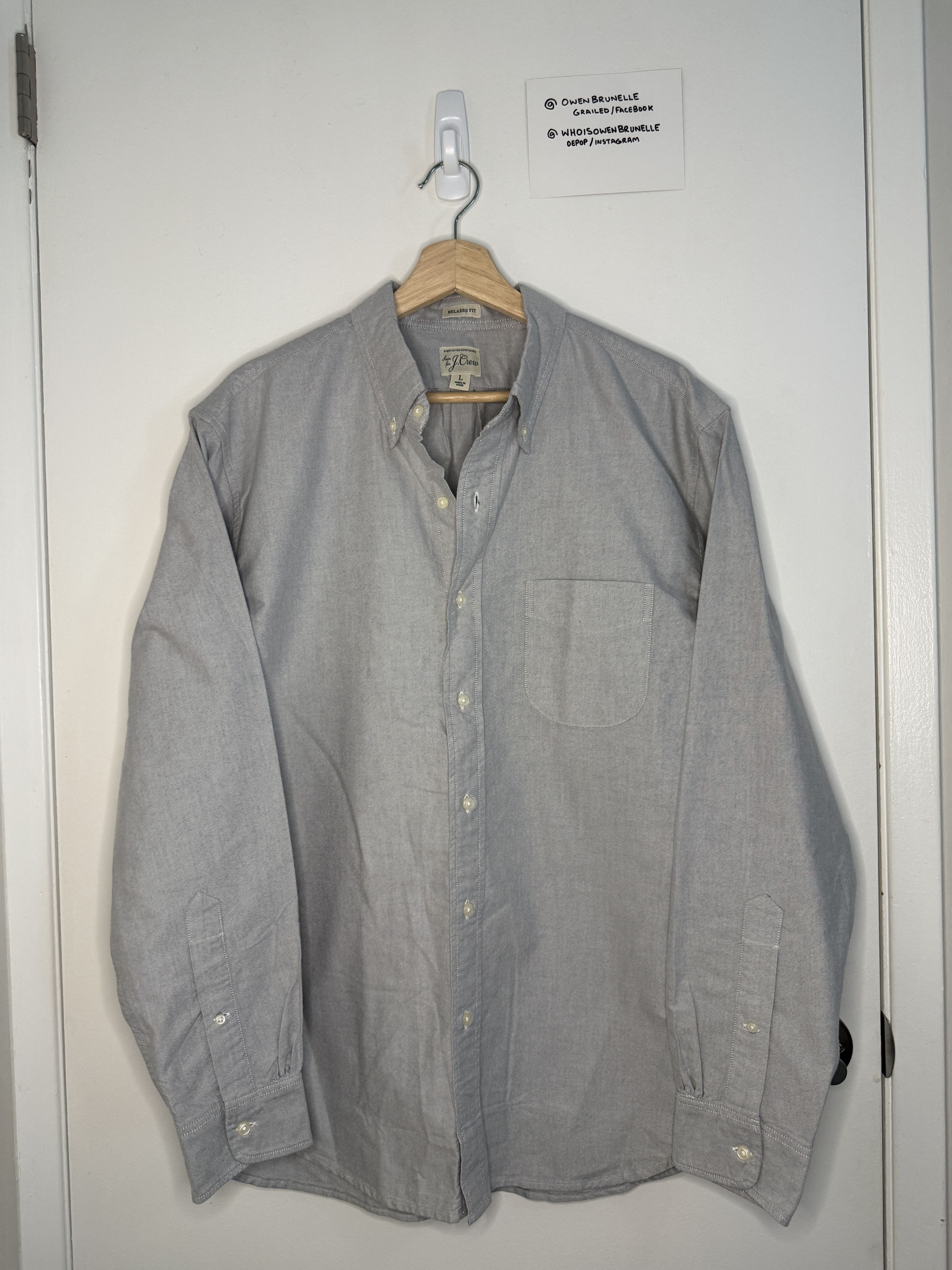 J.Crew J.Crew Vintage Oxford Button-Down Gray Large Relaxed Fit Size US L / EU 52-54 / 3 - 1 Thumbnail