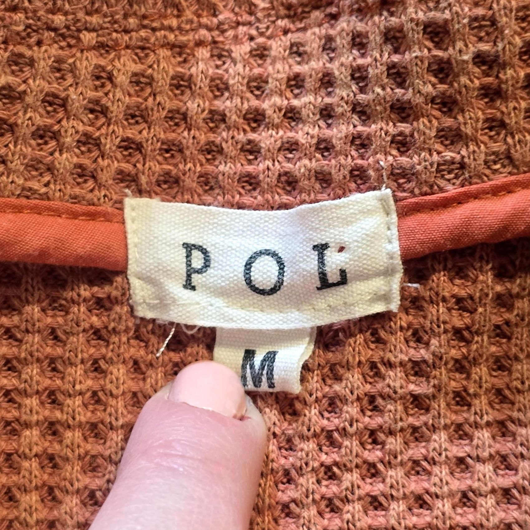 Vintage POL Jacket Womens Medium Brown Orange Cropped Waffle Knit Boxy Oversized Boho Shirt Womens Medium Brown Orange Cropped Waffle Knit Boxy Oversized Boho Size M / US 6-8 / IT 42-44 - 4 Thumbnail