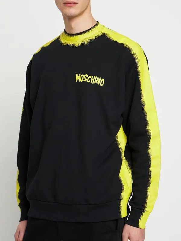 Moschino o1y0225 Logo Crewneck Sweatshirt in Black/Yellow Size US L / EU 52-54 / 3 - 3 Thumbnail
