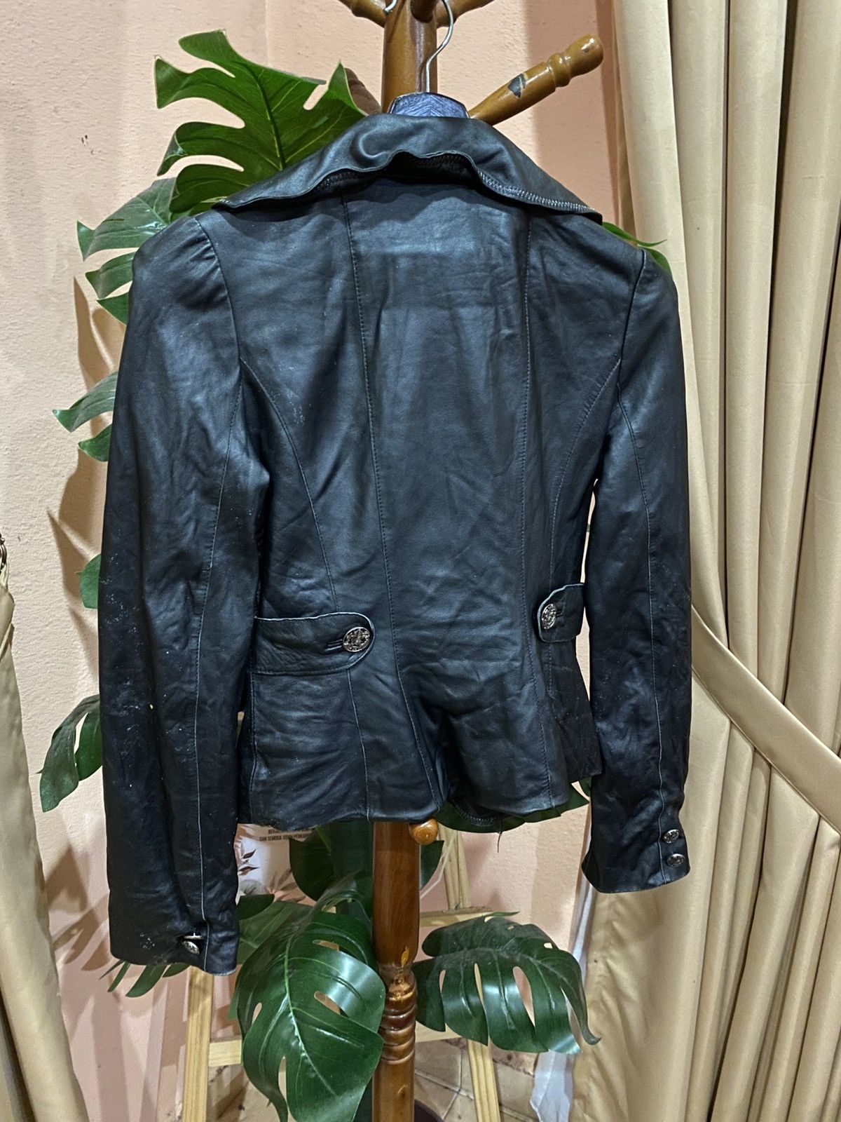 Other Vintage YK038 Black Leather Women’s Blazer Jacket - Classic Size XS / US 0-2 / IT 36-38 - 11 Thumbnail