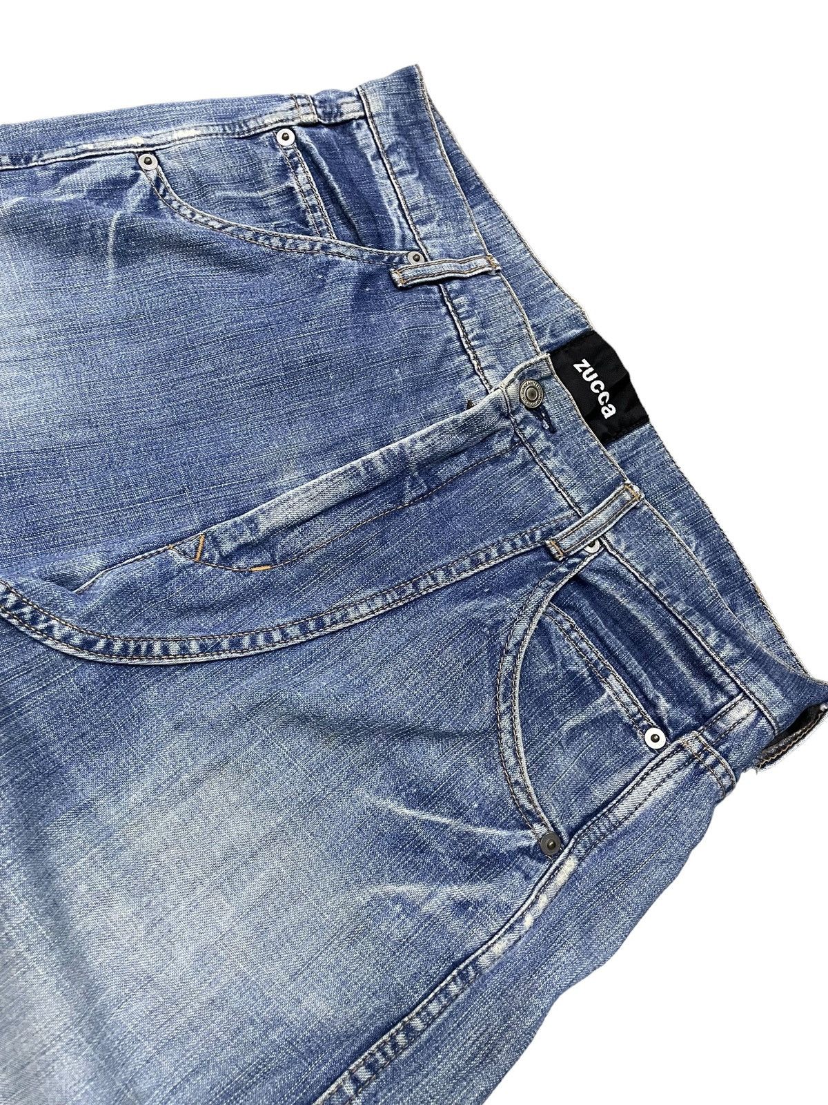 Final Home × Issey Miyake × Zucca Zucca By Issey Miyake Scuba Crotch Button Leg Wash Jeans Size US 31 - 10 Thumbnail