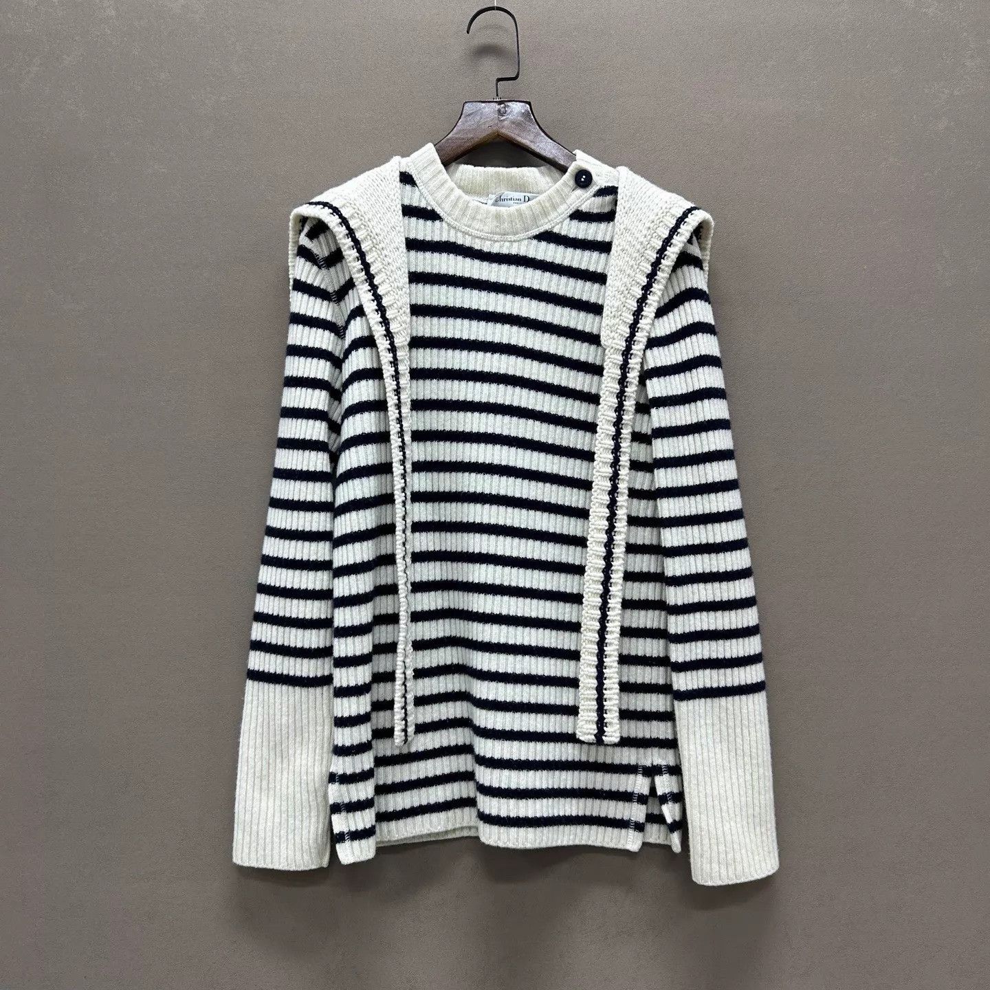 Dior Dior NWT navy collar striped cashmere size 36 Size XS / US 0-2 / IT 36-38 - 1 Thumbnail