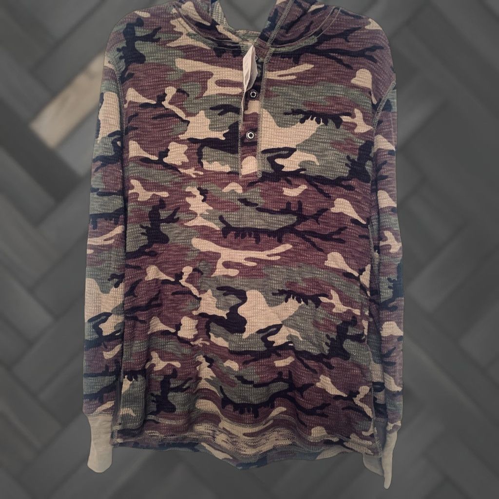 Vintage Denim & Supply Ralph Lauren Hoodie Henley Thermal Camouflage Large Msrp Size US L / EU 52-54 / 3 - 1 Thumbnail