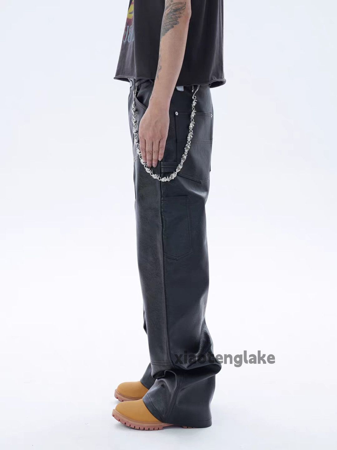 zx pu biker rocker loose carpenter cargo work pants