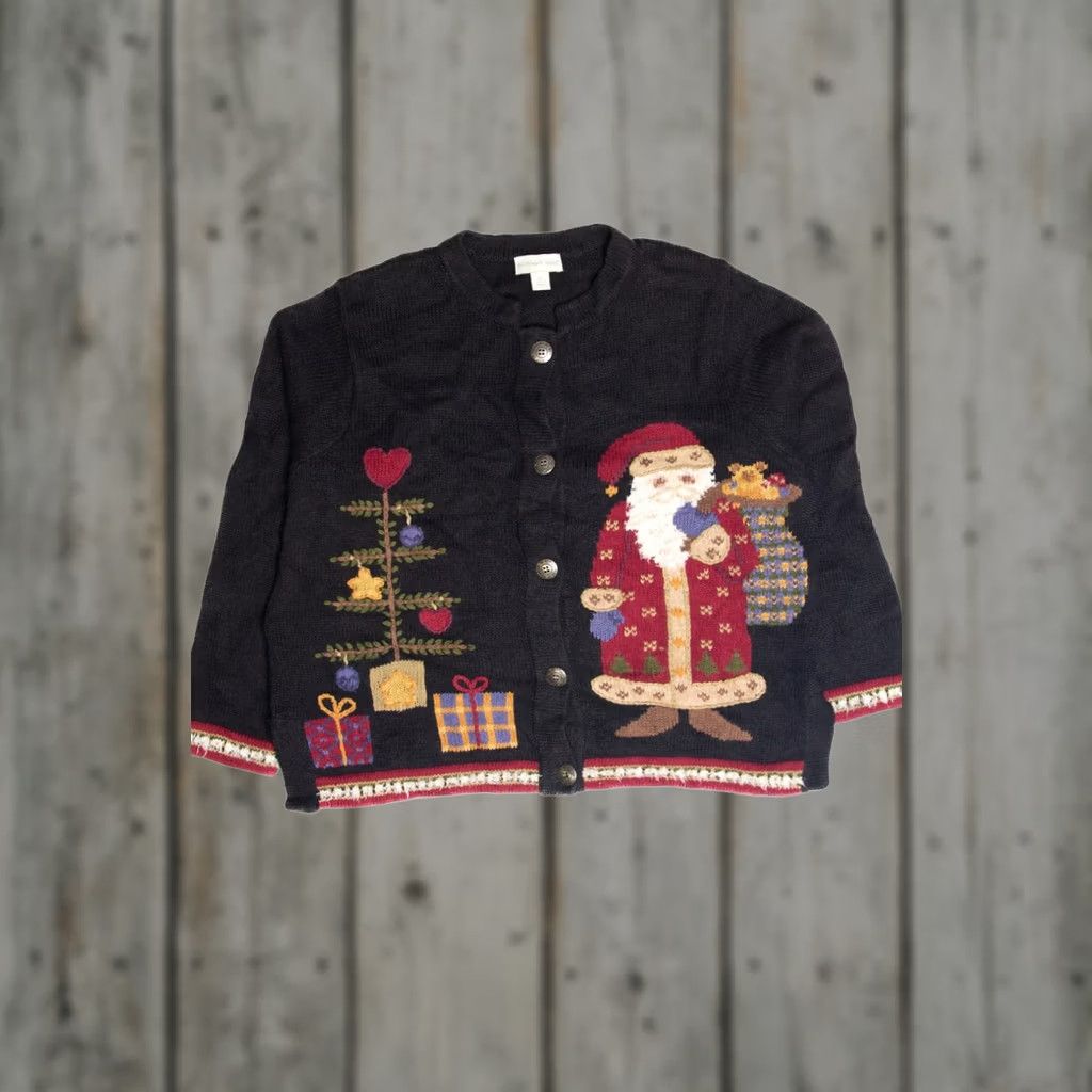 Vintage VINTAGE Black Ugly Christmas Cardigan Cardigan Medium Black Size M / US 6-8 / IT 42-44 - 1 Thumbnail