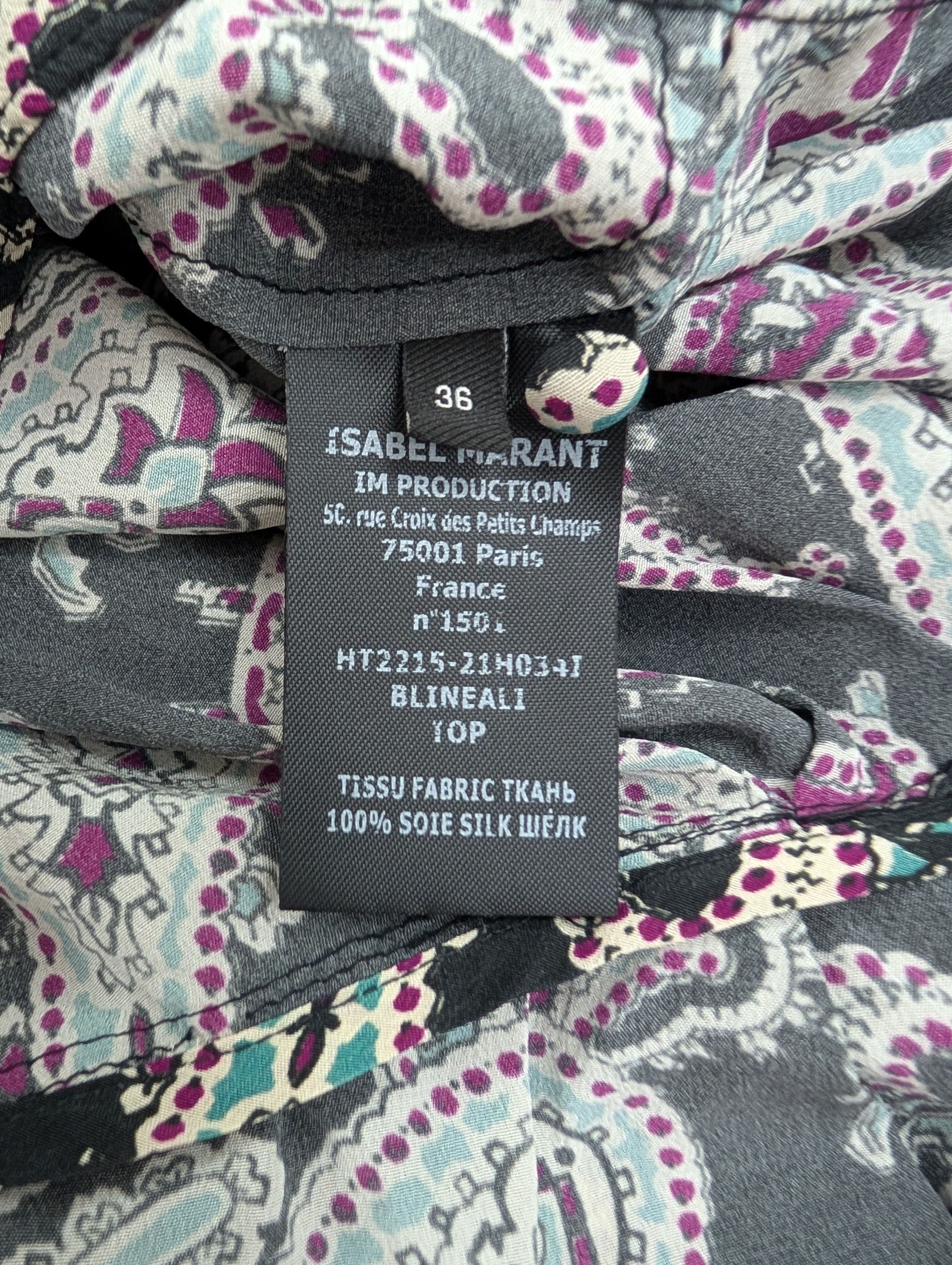 Isabel Marant Isabel Marant Black Silk Paisley Print Blouse Size XS / US 0-2 / IT 36-38 - 5 Thumbnail