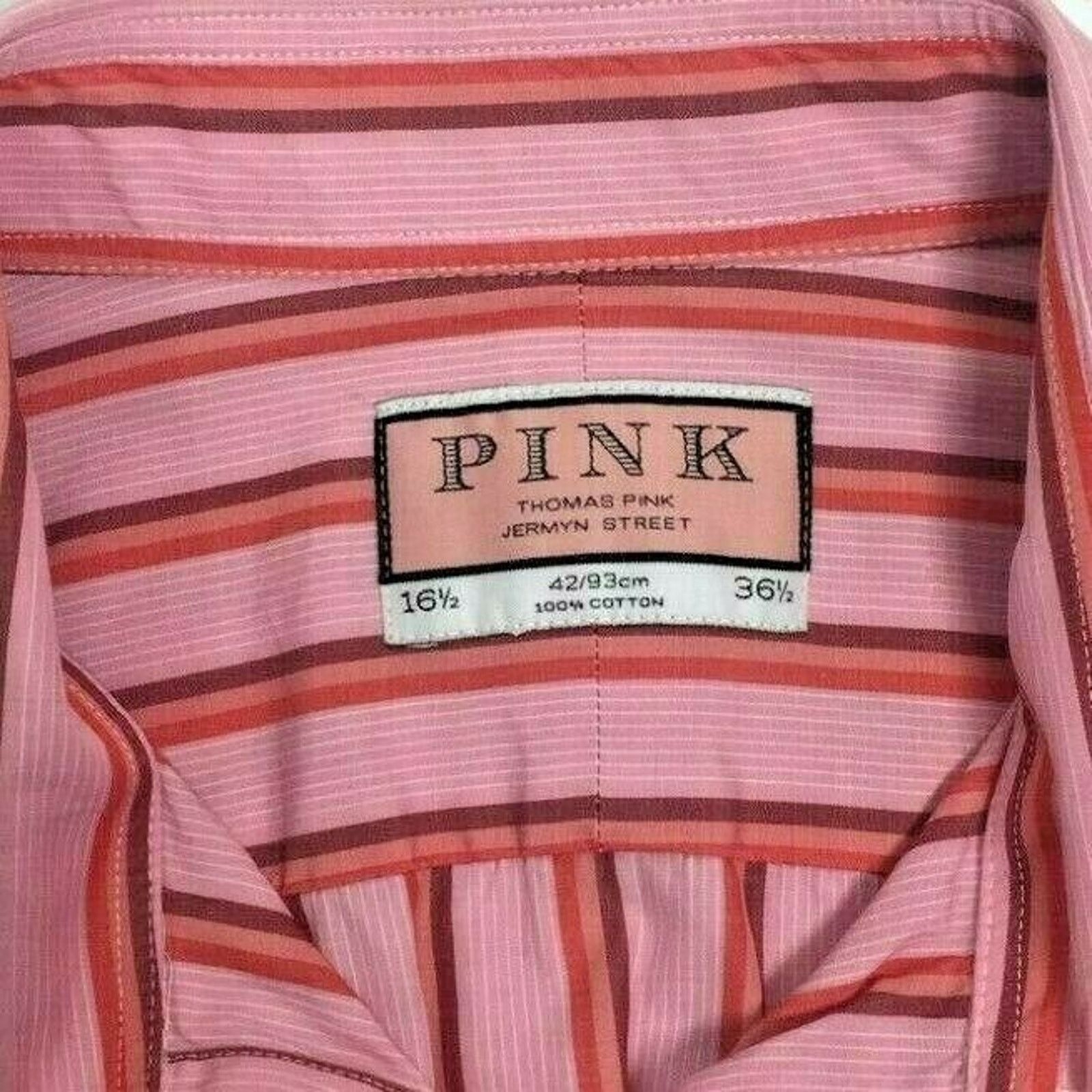 Thomas Pink Thomas Pink Jermyn Street Pink Striped Dress Shirt Size 16.5 Size US M / EU 48-50 / 2 - 4 Thumbnail