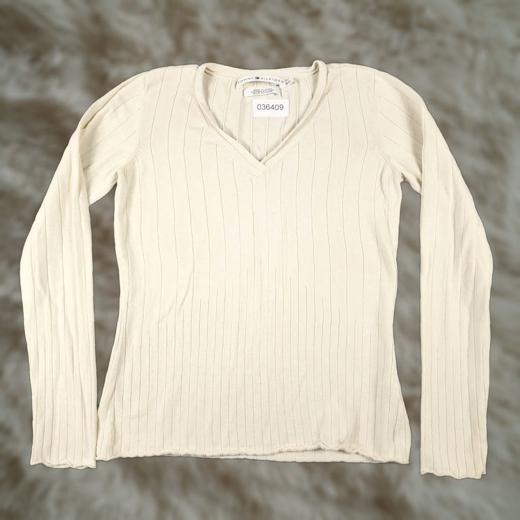 Tommy Hilfiger Tommy Hilfiger Women's T-Shirt Small Beige Long Sleeve Pullover Casual Crew Neck Size S / US 4 / IT 40 - 1 Thumbnail