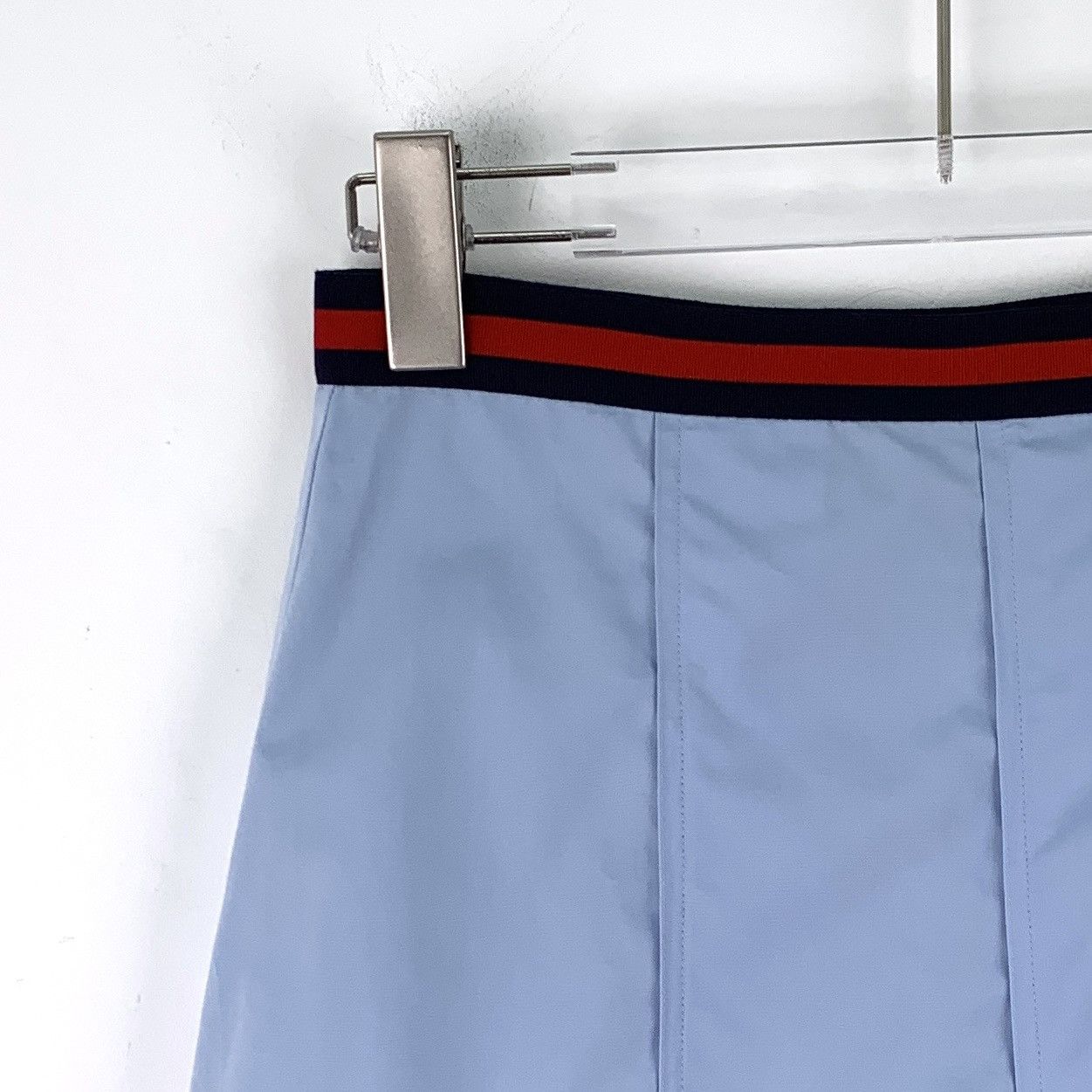 Gucci Gucci Sky Blue Stripe Web Cotton Pleated Long Skirt K26WX Size 27" / US 4 / IT 40 - 3 Thumbnail