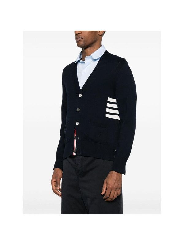 Thom Browne o1s22i1n1124 4-Bar Cotton Cardigan in Navy Blue Size US XL / EU 56 / 4 - 2 Thumbnail