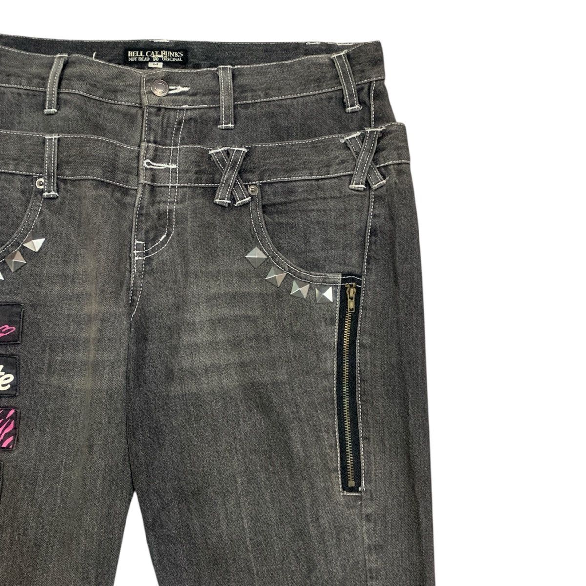Seditionaries Hell Cat Punks Japan Double Waist Studded Washed Jeans - W34 Size US 34 / EU 50 - 6 Thumbnail