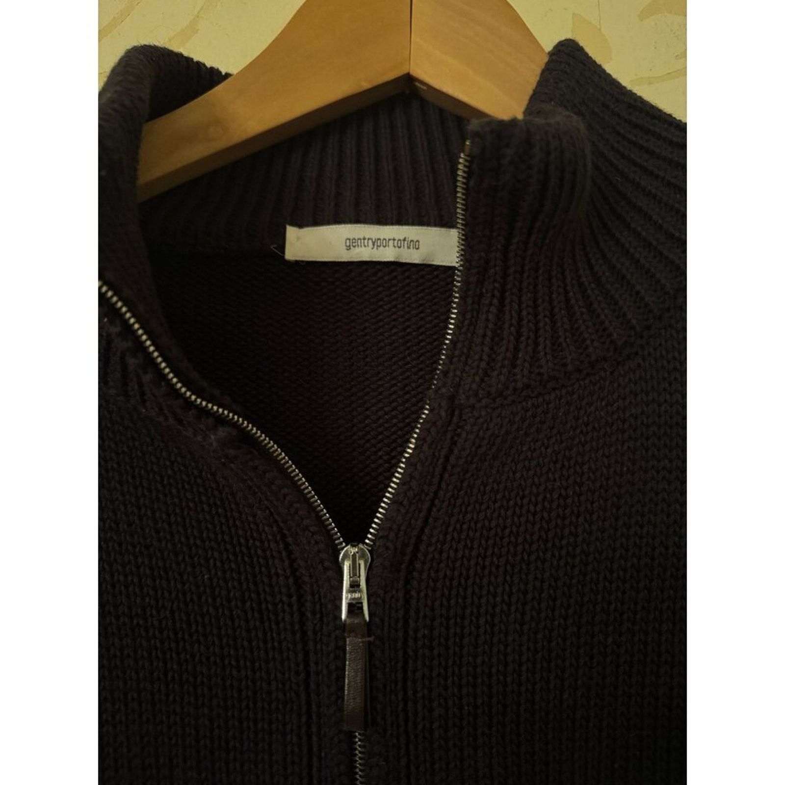 Vintage Italy Men's 48 Gentry Portofino Blue Cotton Full Zip Sweater Size US M / EU 48-50 / 2 - 2 Thumbnail