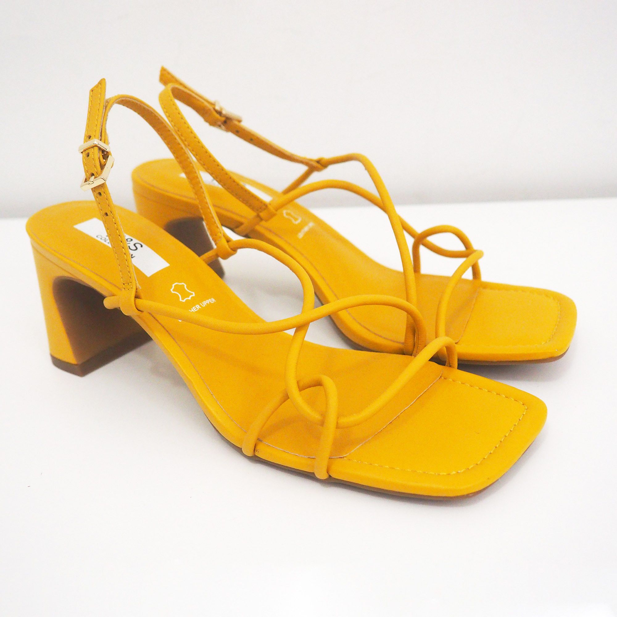Marks & Spencer Marks & Spencer strappy leather heeled sandals in yellow Size US 8.5 / IT 38.5 - 3 Thumbnail