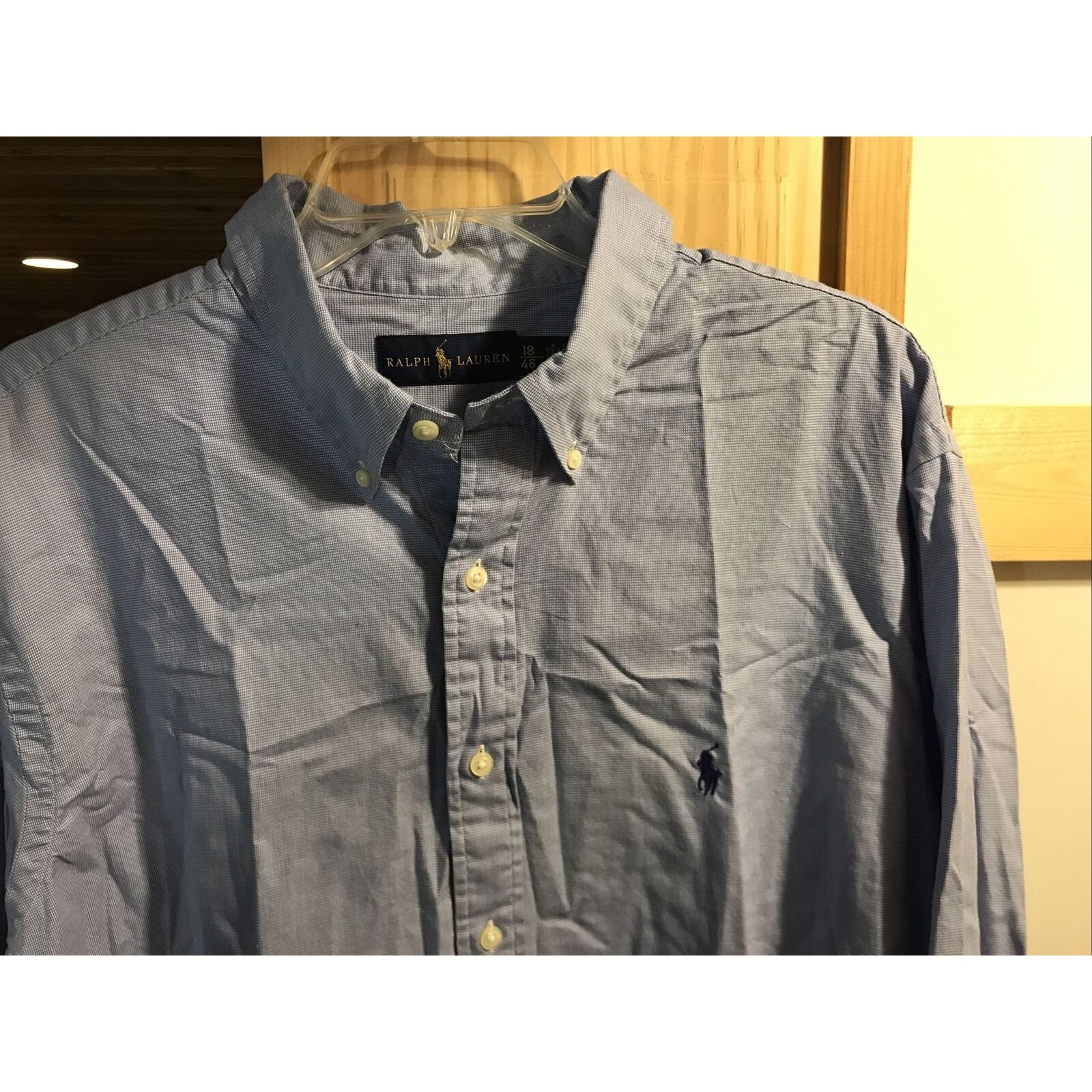 Ralph Lauren Ralph Lauren Vintage Men’s 18 46 Blue Check LS Cotton Shirt Size US XXL / EU 58 / 5 - 8 Thumbnail