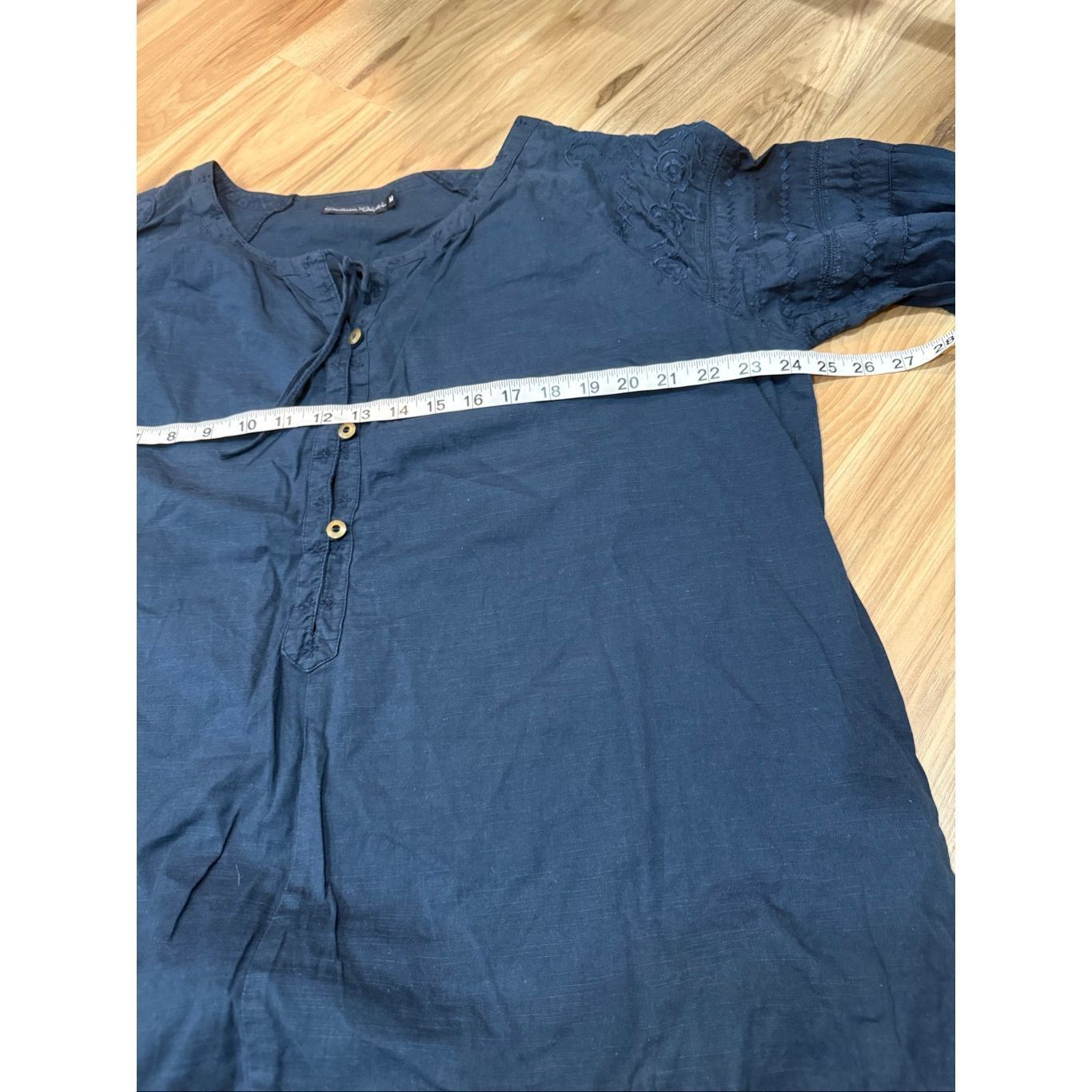 Guru Gudrun Sjödén women's blue embroidered blouse top boho lagen Size M / US 6-8 / IT 42-44 - 5 Thumbnail