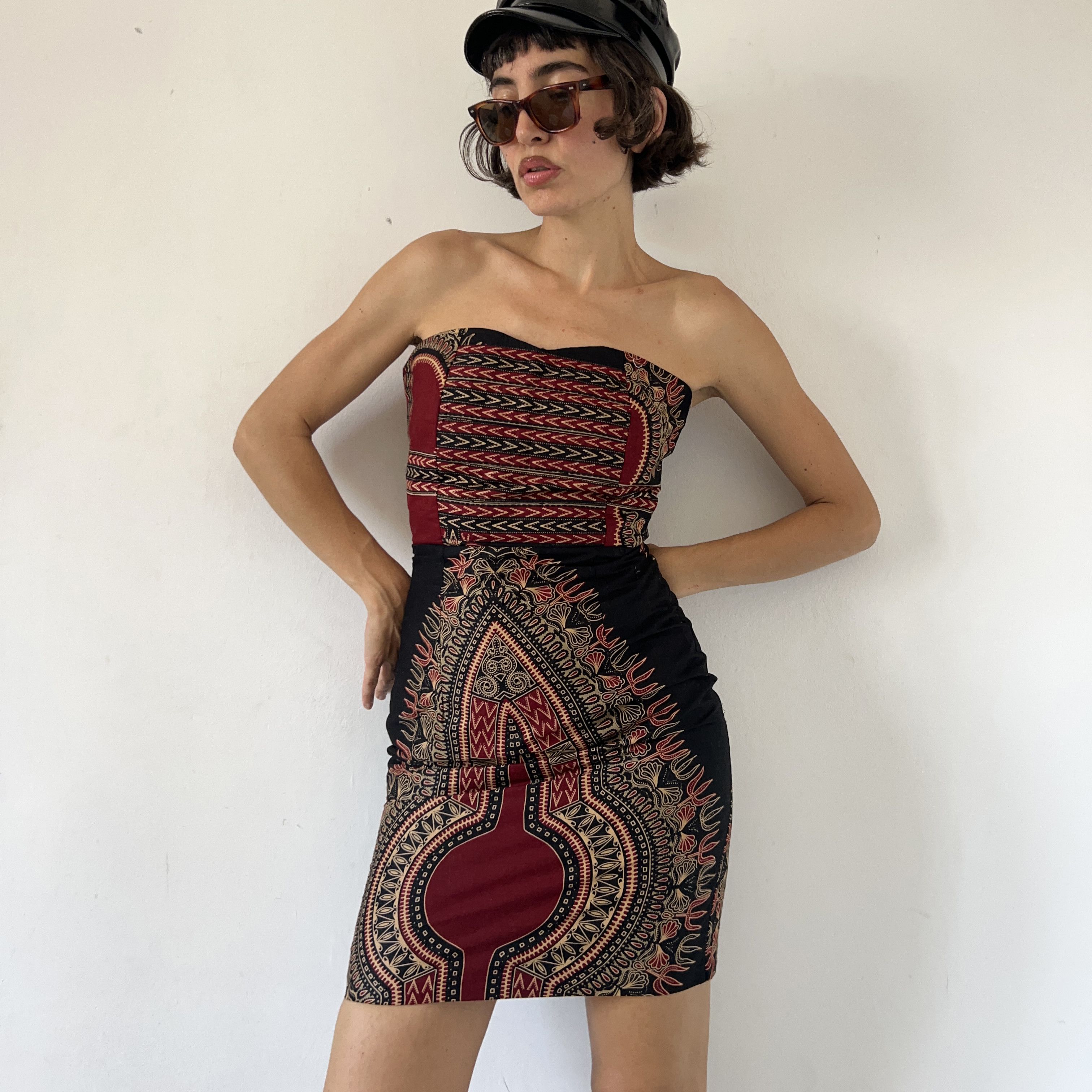 Vintage Vintage 90s handmade African print strapless body con dress Size S / US 4 / IT 40 - 4 Thumbnail