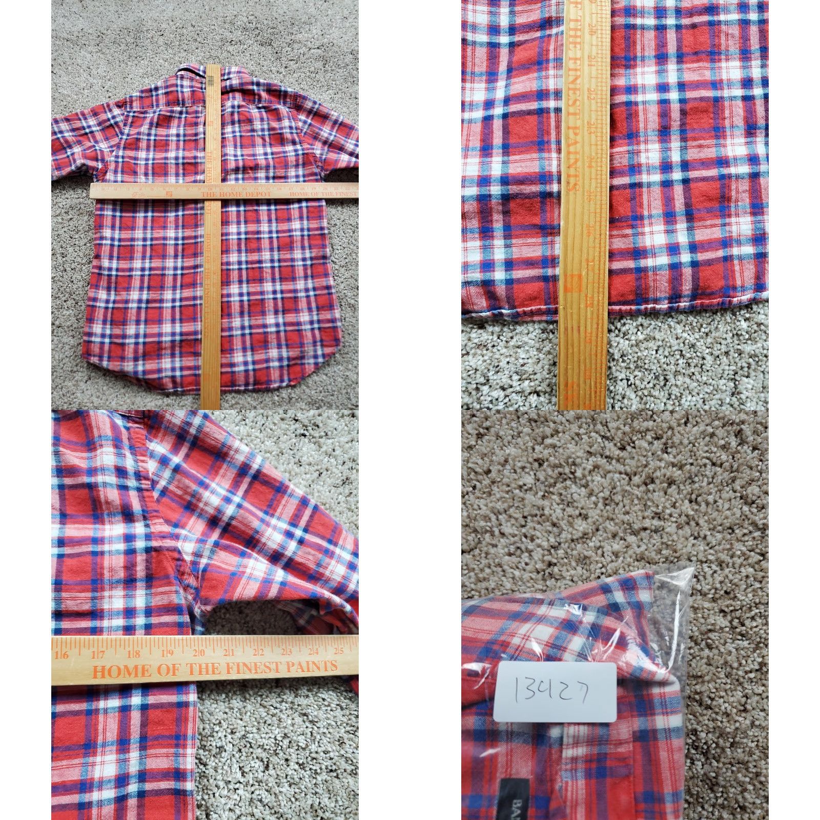 Banana Republic Banana Republic Shirt Mens Medium Red Blue Plaid Linen Cotton Button-Up Casual Long Sleeve Collared Button-Front Size US M / EU 48-50 / 2 - 8 Thumbnail
