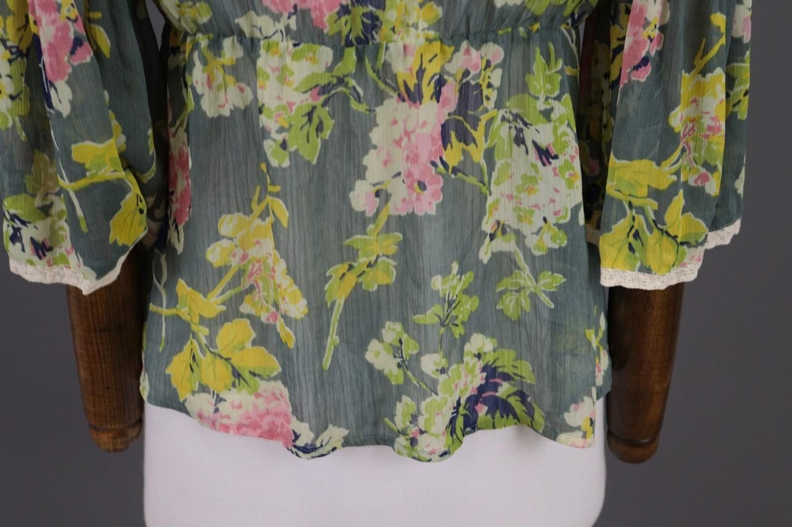 Denim & Supply Ralph Lauren Denim & Supply Ralph Lauren Green Floral Blouse Top Size S Size S / US 4 / IT 40 - 3 Thumbnail