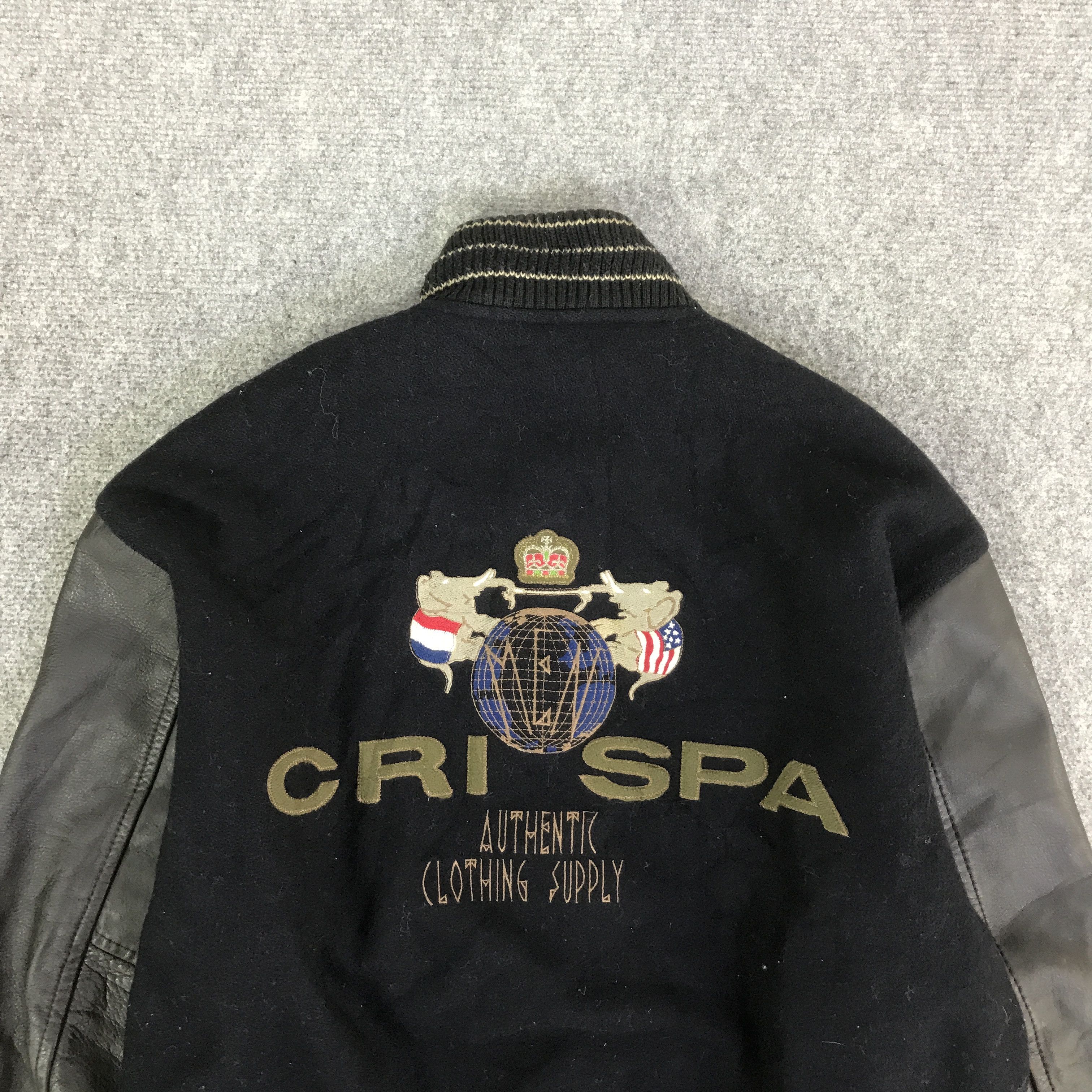 Japanese Brand VTG CRISPA VARSITY SLEEVE LEATHER JACKET K123B12 Size US M / EU 48-50 / 2 - 4 Thumbnail