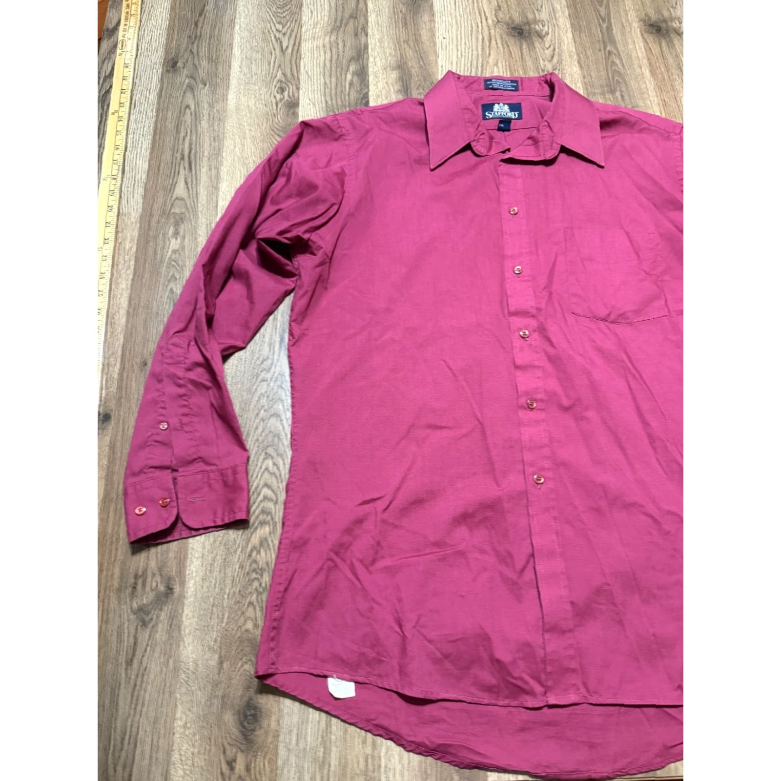 Stafford Stafford Shirt Men's Red Long Sleeve Button-Up Shirt Broadcloth Size US L / EU 52-54 / 3 - 4 Thumbnail