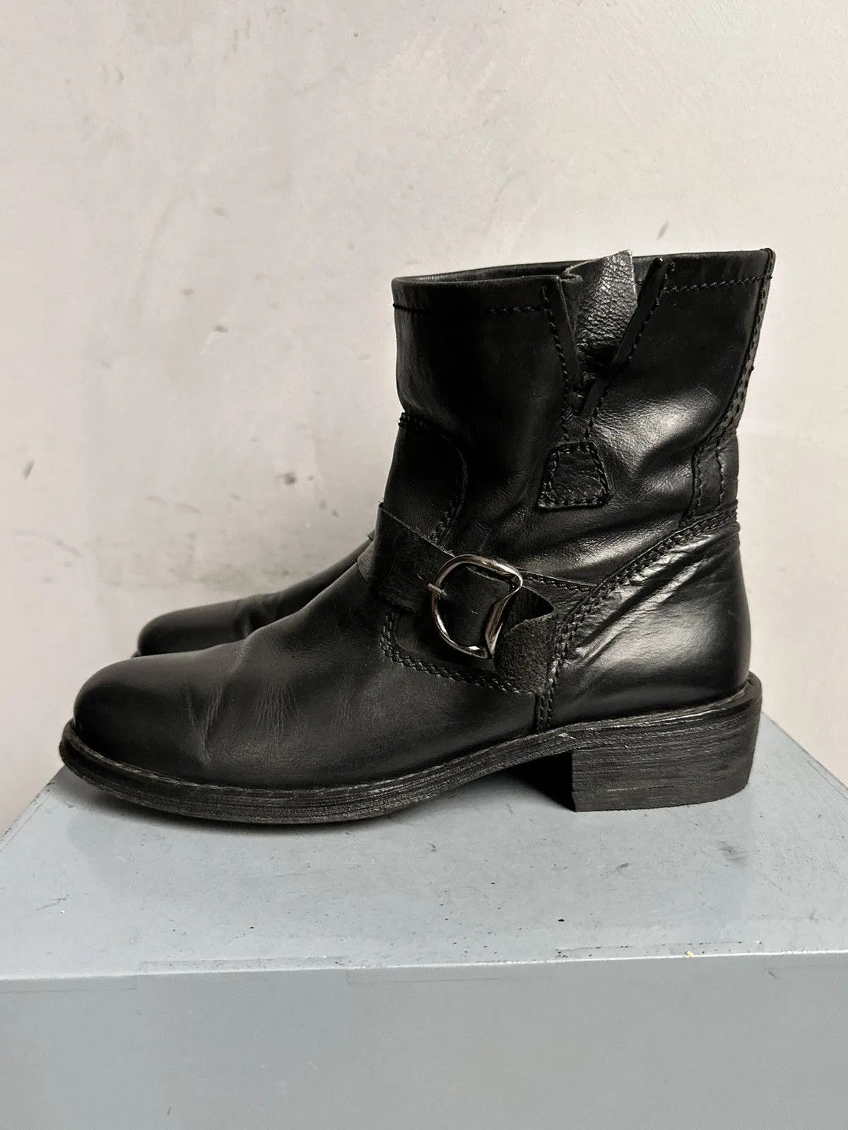 Leather Black leather ankle boots metal zip AS 98 style guidi Size US 9 / IT 39 - 7 Thumbnail