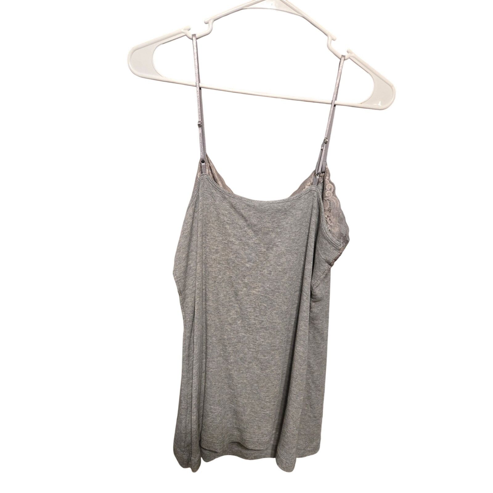 Worthington Worthington Woman 1X Gray Ribbed Lace Trim Cami Plus Size Size XXL / US 16-18 / IT 52-54 - 11 Thumbnail