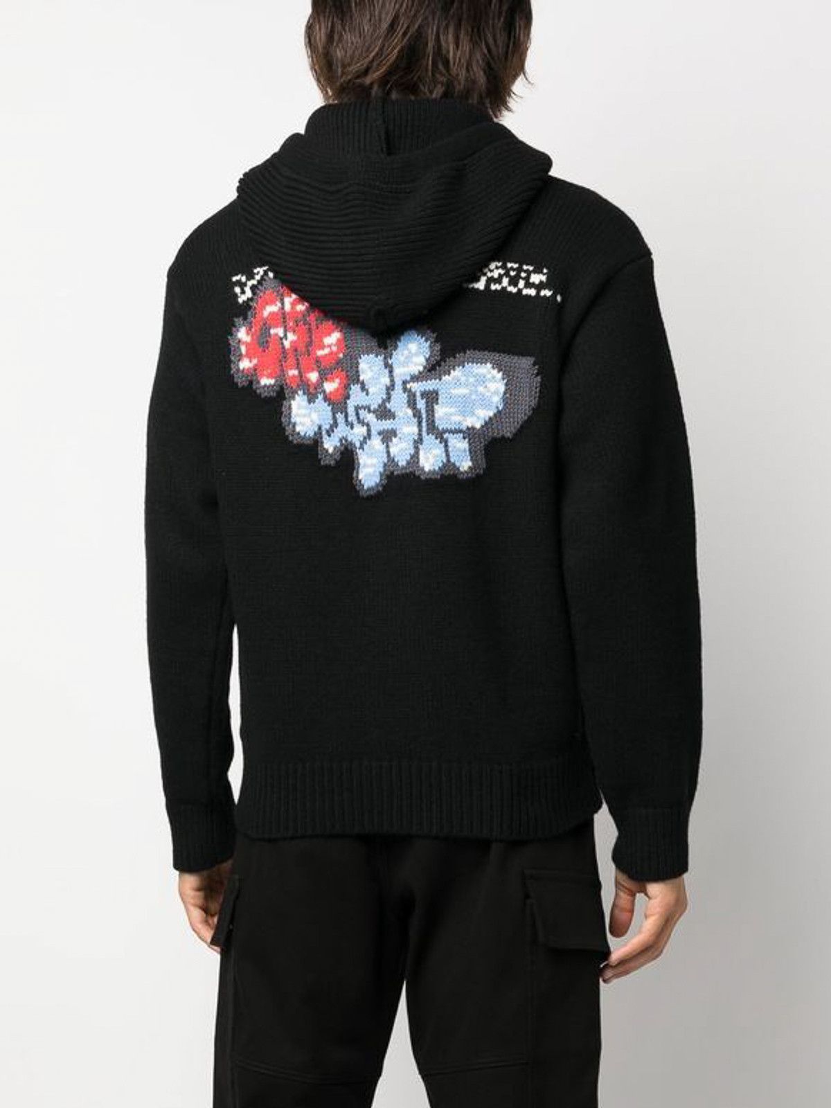 Off-White o1gr1nt1124 Graffiti Chunky Knit Hoodie in Black Size US S / EU 44-46 / 1 - 4 Thumbnail