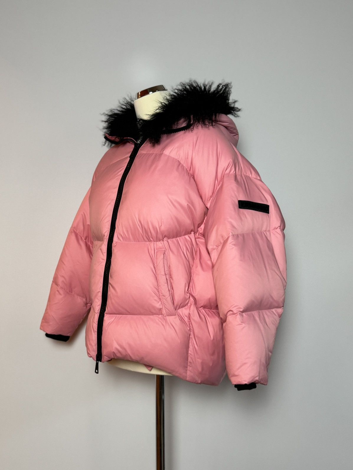 Ermanno Scervino Pink Ermanno down jacket with lamb fur hoodie Size M / US 6-8 / IT 42-44 - 2 Thumbnail