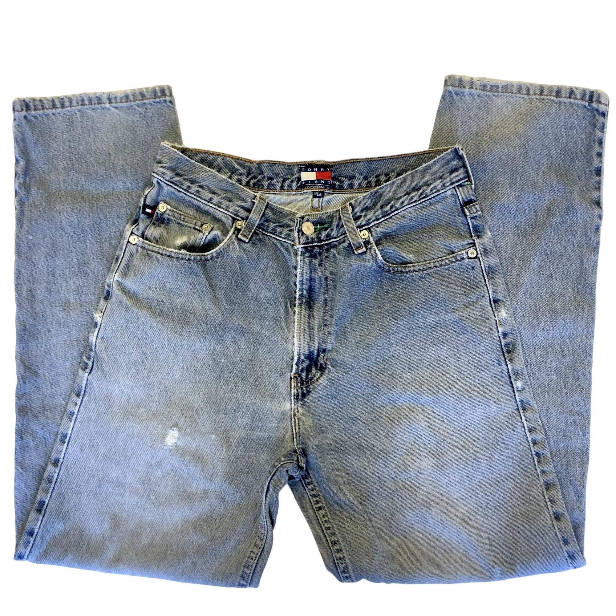 Tommy Hilfiger 80 90's DISTRESSED Blue Jeans Streetwear DENIM SKATER Pants Size US 30 / EU 46 - 2 Thumbnail