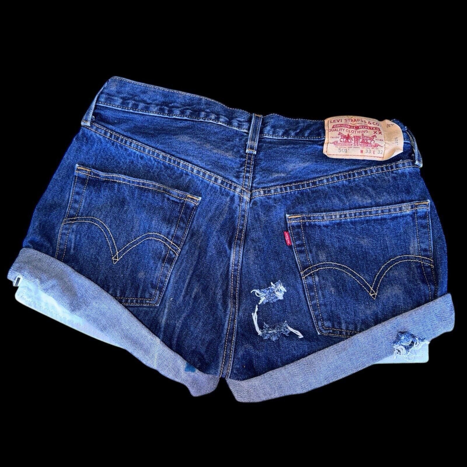 Levi's Levi's 501 Button Fly High Rise Cut Off Jean Shorts 33 Size 32" / US 10 / IT 46 - 4 Thumbnail