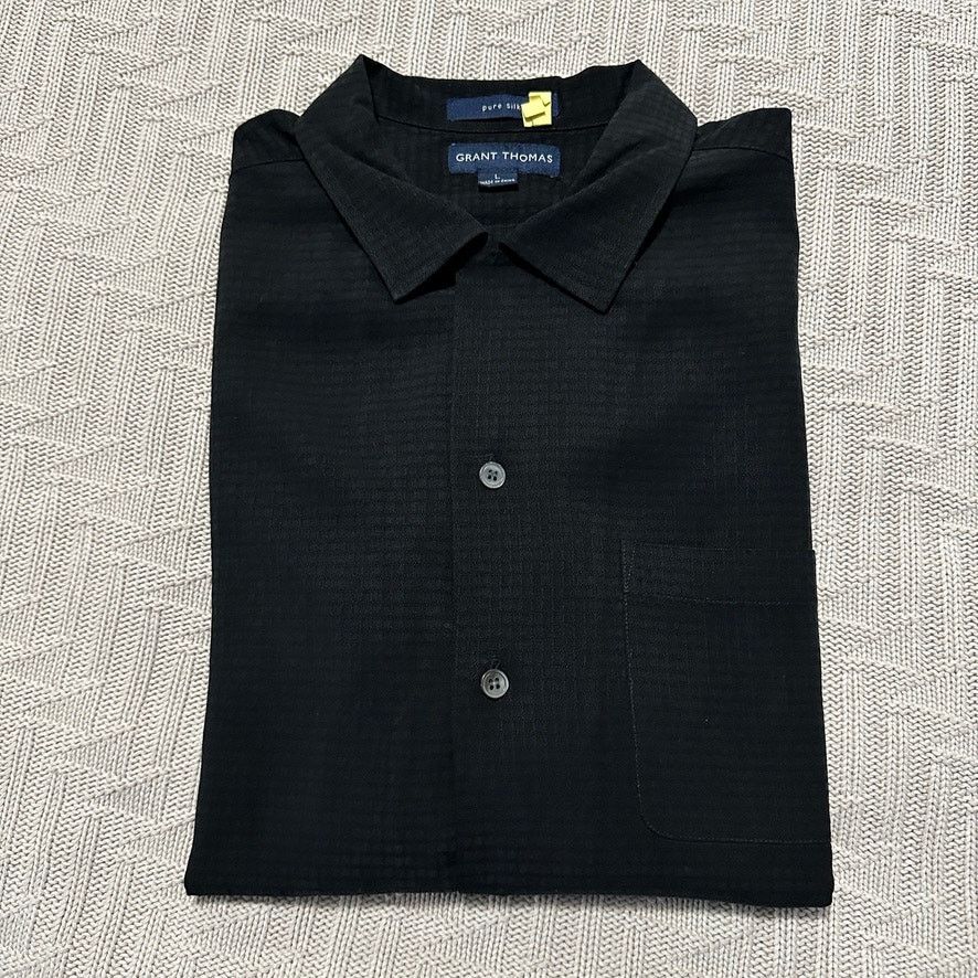 Grant Thomas Grant Thomas black silk short sleeve button down size L Size US L / EU 52-54 / 3 - 1 Thumbnail