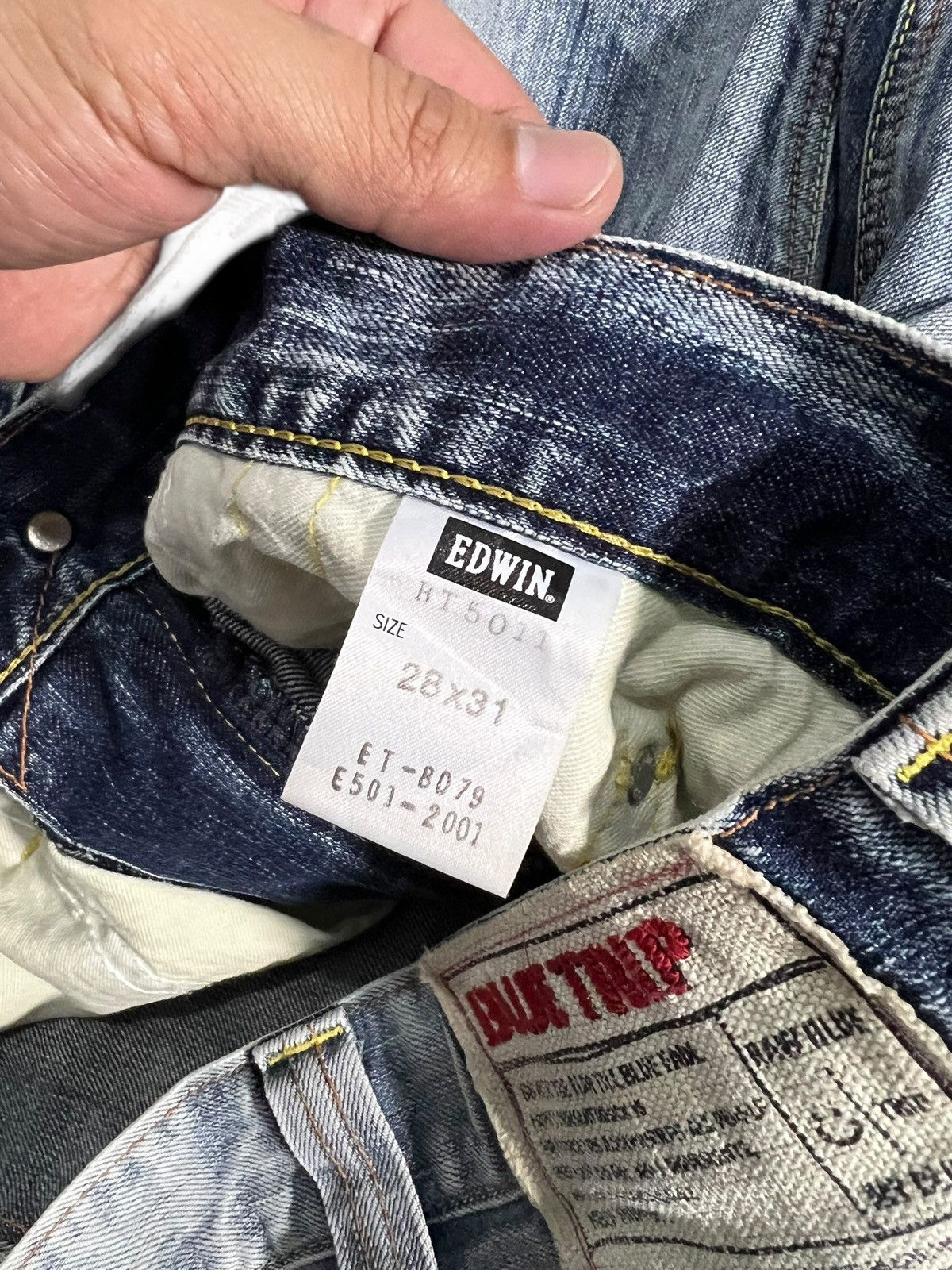 Edwin Flare Jean Edwin 503 Blue Trip Faded Distress Japan Style Size US 29 - 17 Thumbnail