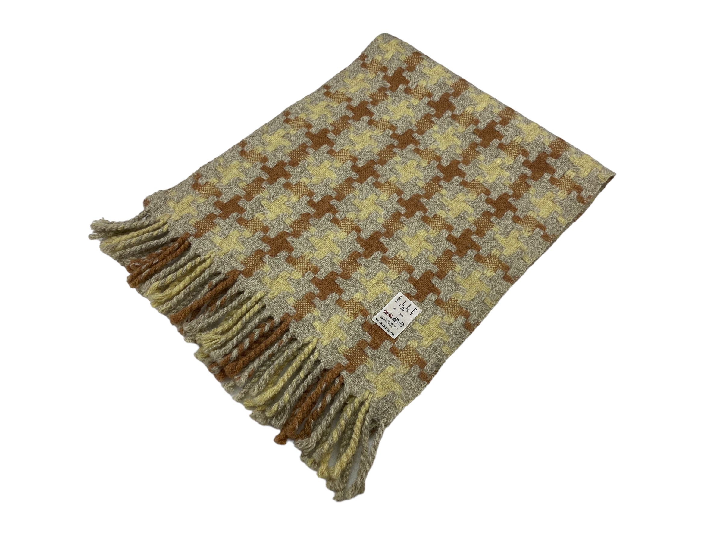 Vintage Vintage ELLE Homme Scarf – 90s Pure Wool Retro Muffler Size ONE SIZE - 4 Thumbnail