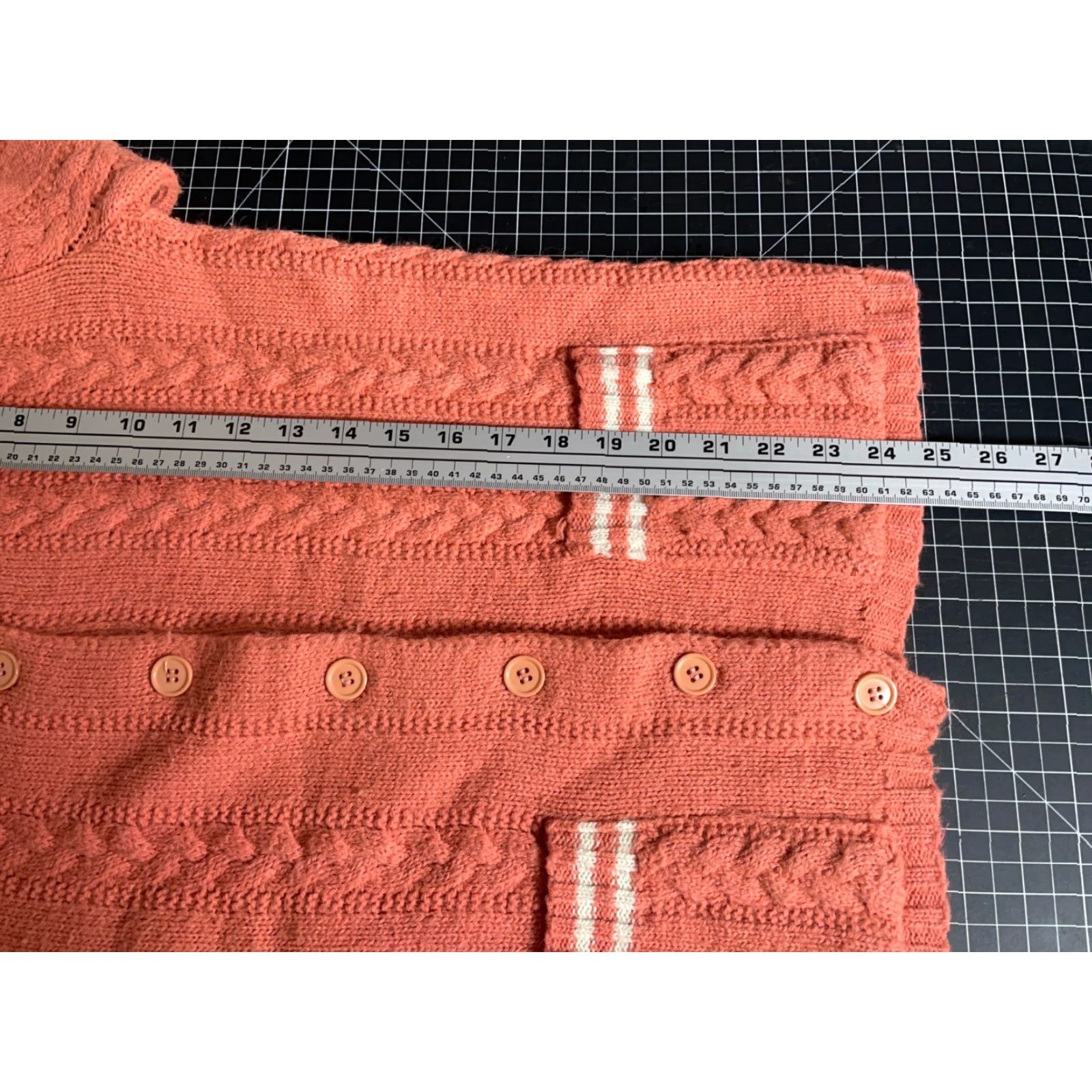Pinko VINTAGE Wintuk Cardigan Women's Small Coral Pink Orange Cable-Knit Lightweight Crew Neck Sweater Fall Winter 70s Size S / US 4 / IT 40 - 6 Thumbnail