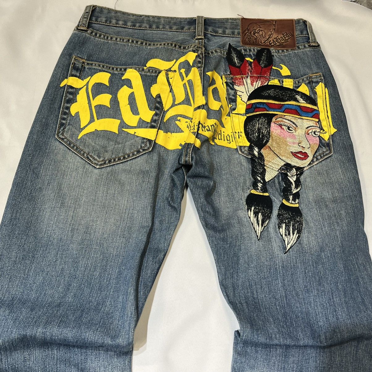 Ed Hardy Ed Hardy Native American Maiden Embroidered Straight Jeans Size US 32 / EU 48 - 3 Thumbnail