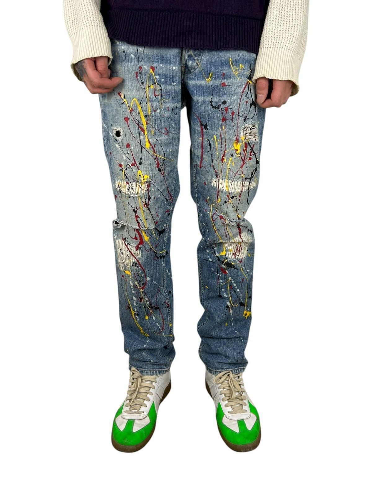 Japanese Brand Johnbull Multicolour Paint Splatter Denim (32x31) Size US 32 / EU 48 - 1 Thumbnail